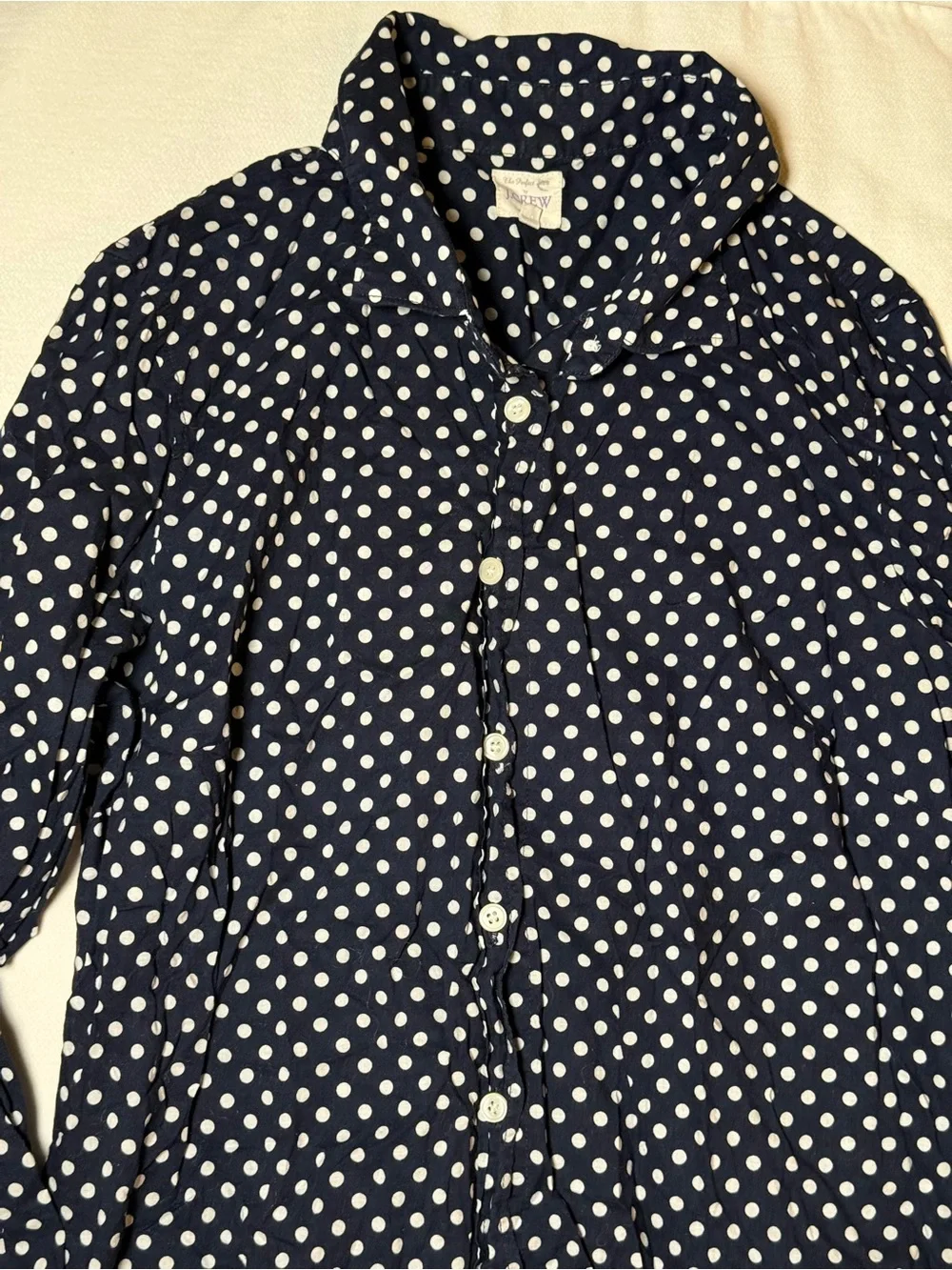 J.Crew Navy Polka Dot Button Down
